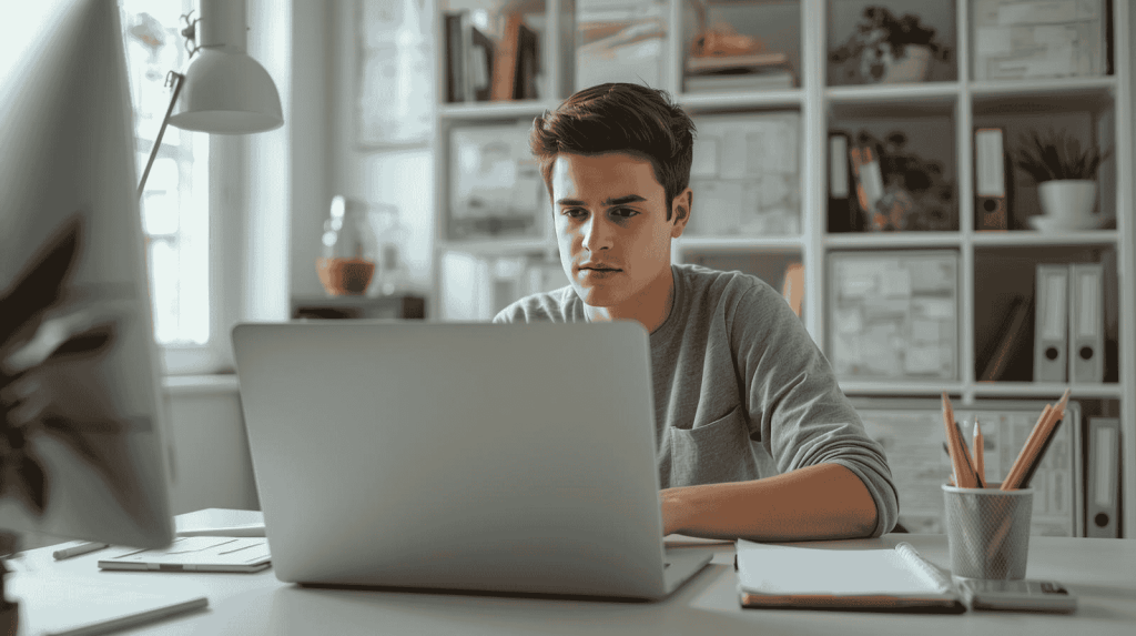A learner applying practical proctored testing hacks in a prepared home office setting

