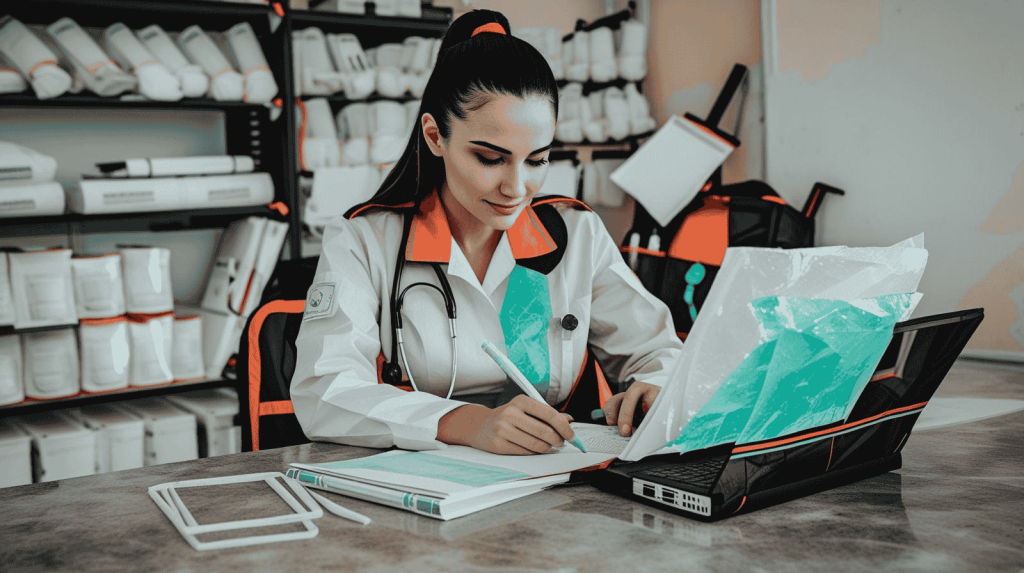 A paramedic engaged in studying for the paramedic to RN transition