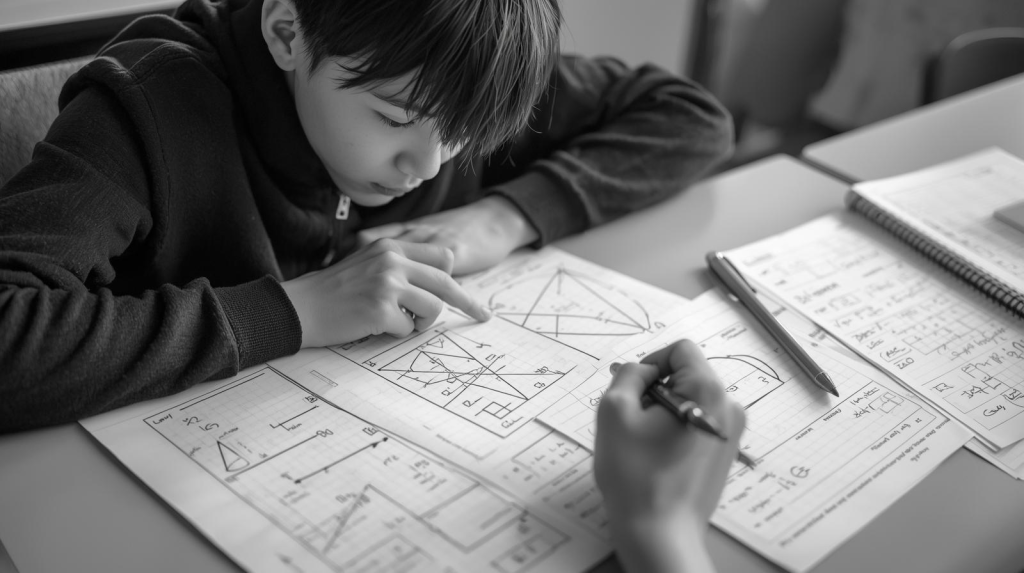 A student uses a structured method to pass a geometry final exam